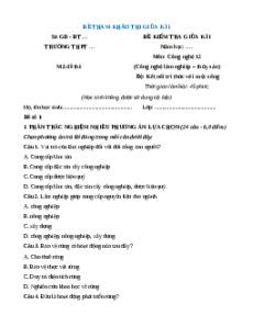 Đề thi Giữa kì 1 Công nghệ 12 Kết nối tri thức Lâm nghiệp Thủy sản