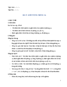 Giáo án Bài 17: Hiện tượng phóng xạ Vật Lí 12 Chân trời sáng tạo