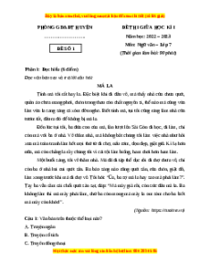 Đề thi giữa kì 1 Ngữ Văn lớp 7 Cánh diều có đáp án (Đề 1)