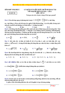 Đề thi thử Vật Lí Sở Vĩnh Phúc năm 2021