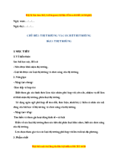 Giáo án Bài 3 KTPL 10 Cánh diều: Thị trường