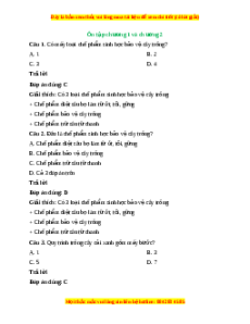 Trắc nghiệm Công nghệ 7 Ôn tập chương 1 và chương 2 Chân trời sáng tạo