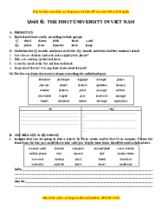 Bài tập Unit 6: The first university in Viet Nam Tiếng Anh 7 chương trình thí điểm - Lưu Hoằng Trí