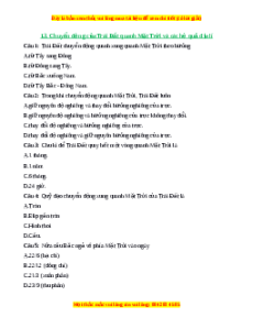 Trắc nghiệm Bài 7 Địa lí 6 Cánh diều: Chuyển động của Trái Đất quanh Mặt Trời và các hệ quả địa lí