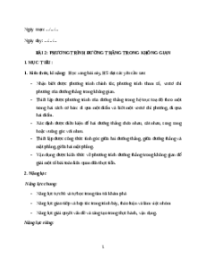 Giáo án Phương trình đường thẳng trong không gian Toán 12 Chân trời sáng tạo