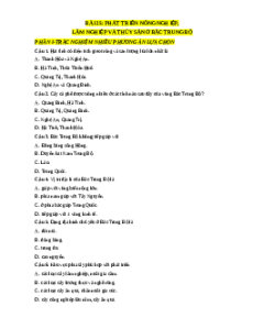 Trắc nghiệm Bài 25: Phát triển nông nghiệp, lâm nghiệp và thuỷ sản ở Bắc Trung Bộ Địa lí 12 Đúng-Sai, Trả lời ngắn sách mới 2025