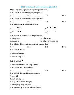 Trắc nghiệm Bài 22: Một số mạch xử lí tín hiệu trong điện tử số Công nghệ 12 Điện-Điện tử Kết nối đúng sai, trả lời ngắn 2025