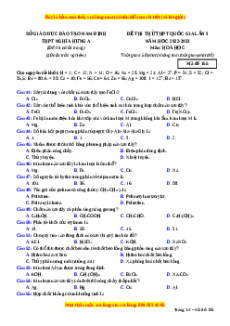 Đề thi thử Hóa Học trường Nghĩa Hưng 3 lần 3 năm 2023