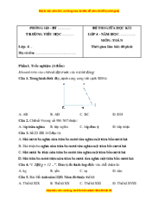 Đề thi giữa kì 1 Toán lớp 4 Cánh diều (đề 7)