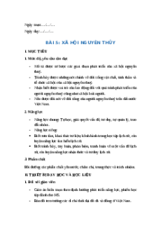 Giáo án Bài 5 Lịch sử 6 Kết nối tri thức (năm 2024): Xã hội nguyên thủy