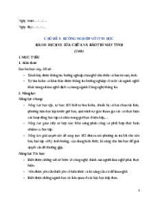 Giáo án Bài 19: Dịch vụ sửa chữa và bảo trì máy tính Tin học 12 Kết nối tri thức