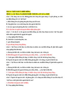 Trắc nghiệm Bài 13: Việt Nam và Biển Đông Lịch sử 11 Đúng-Sai 2025