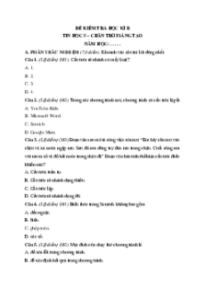 Bộ 3 đề thi Cuối kì 2 Tin học lớp 5 Chân trời sáng tạo có đáp án