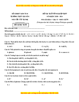 Đề thi thử Hóa Học trường Chuyên Nguyễn Tất Thành năm 2021