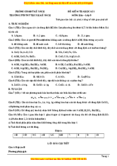 Đề thi cuối kì 1 Hóa học 9 trường THCS Huyên Kế Sách