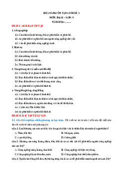 Đề cương ôn tập Cuối kì 1 Địa lí 9 Kết nối tri thức
