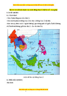 Lý thuyết Bài 10 Lịch sử 10 Cánh diều: Cơ sở hình thành văn minh Đông Nam Á thời kì cổ - trung đại