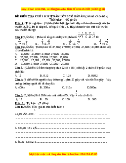 Đề thi cuối kì 2 Toán lớp 5 nâng cao - Đề 4