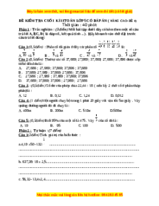 Đề thi cuối kì 2 Toán lớp 5 nâng cao - Đề 4