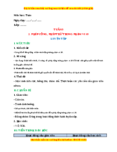 Giáo án Luyện tập Toán lớp 1 Cánh diều