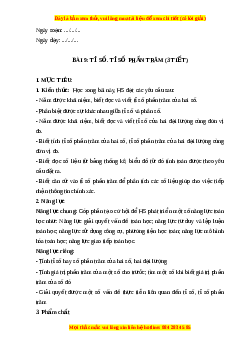 Giáo án Tỉ số. Tỉ số phần trăm Toán 6 Cánh diều
