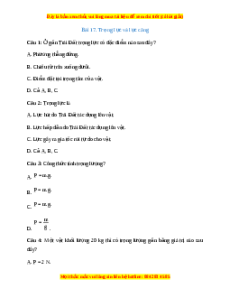 Trắc nghiệm Trọng lực và lực căng Vật lí 10 Kết nối tri thức