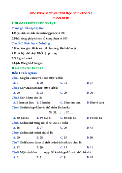 Đề cương ôn tập Cuối học kì 2 Toán lớp 1 Cánh diều