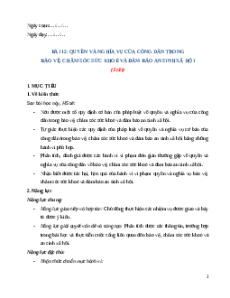 Giáo án Bài 12: Quyền và nghĩa vụ của công dân trong bảo vệ KTPL 12 Chân trời sáng tạo