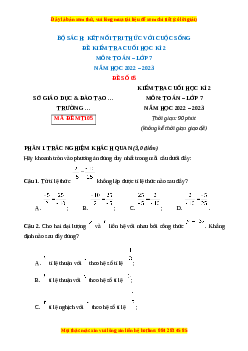 Đề thi cuối học kì 2 Toán 7 Kết nối tri thức có đáp án (Đề 5)