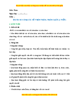 Giáo án So sánh các số tròn trăm, tròn chục Toán lớp 2 Kết nối tri thức