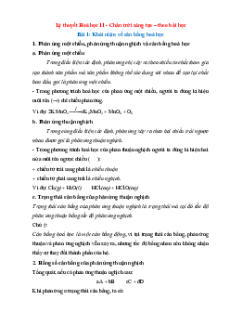 Lý thuyết Hóa học 11 Chân trời sáng tạo (cả năm)