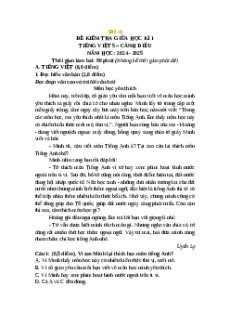 Đề thi giữa kì 1 Tiếng Việt lớp 5 Cánh diều (Đề 4)