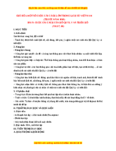 Giáo án Bài 9 Lịch sử 11 Chân trời sáng tạo (2024): Cuộc cải cách của Hồ Quý Ly và triều Hồ