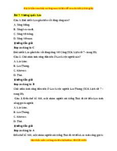 Trắc nghiệm Lịch sử 7 Bài 7 Kết nối tri thức: Vương quốc Lào