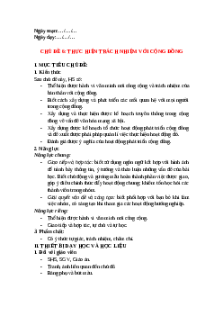 Giáo án Chủ đề 6: Thực hiện trách nhiệm với cộng đồng HĐTN 11 Chân trời sáng tạo