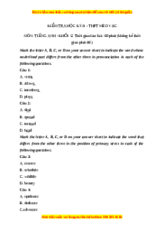 Đề thi cuối kì 2 Tiếng Anh lớp 12 trường THPT Mèo Vạc năm 2023