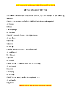 Đề thi cuối kì 2 Tiếng Anh 9 SGD Bến Tre năm 2023