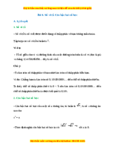 Lý thuyết Bài 6: Số vô tỉ. Căn bậc hai số học