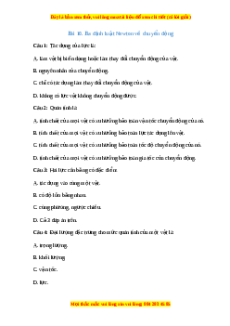 Trắc nghiệm Ba định luật Newton về chuyển động Vật lí 10 Chân trời sáng tạo