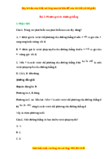 Trắc nghiệm Phương trình đường thẳng Toán 10 Cánh diều