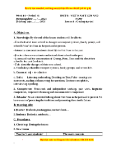 Giáo án Unit 6: VietNam then and now Tiếng Anh 9 CV 5512