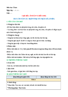 Giáo án Ôn tập các phép tính với phân số Toán lớp 5 Kết nối tri thức