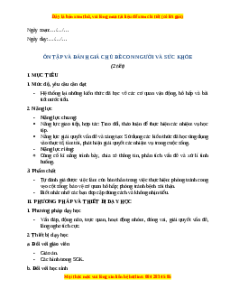 Giáo án Tự nhiên xã hội lớp 2 Cánh diều: Ôn tập và đánh giá - Chủ đề Cơ quan vận động
