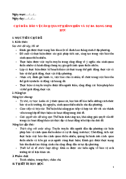 Giáo án Chủ đề 6: Bảo vệ cảnh quan thiên nhiên và sự đa dạng sinh học HĐTN 12 Cánh diều
