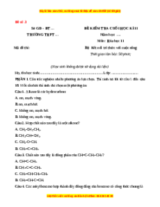 Đề thi cuối kì 2 Hóa Học 11 Kết nối tri thức (Đề 3)