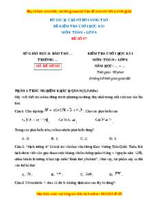 Đề thi cuối kì 1 Toán 6 Chân trời sáng tạo (Đề 7)