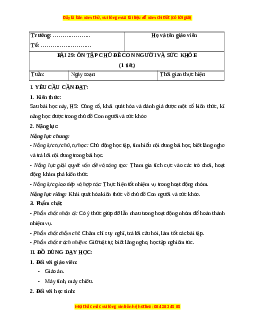Giáo án Bài 29 Khoa học lớp 4 (Chân trời sáng tạo): ôn tập chủ đề con người và sức khỏe