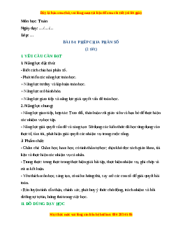 Giáo án Phép chia phân số Toán lớp 4 Cánh diều