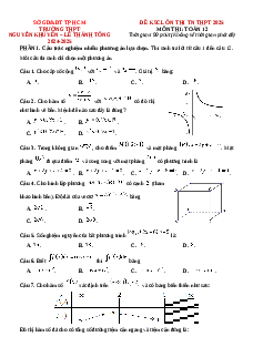 Đề thi thử tốt nghiệp THPT 2025 Toán trường THPT Nguyễn Khuyến - Lê Thánh Tông - HCM