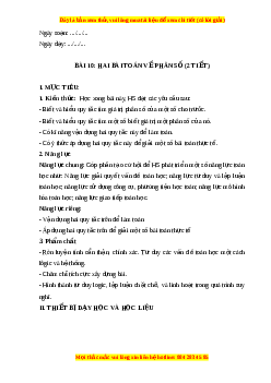 Giáo án Hai bài toán về phân số Toán 6 Cánh diều